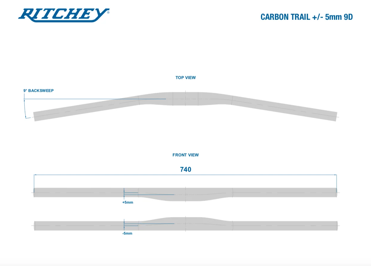 RITCHEY HANDLEBAR WCS TRAIL CARBON FLAT 2X 740MM 9D - Image 6