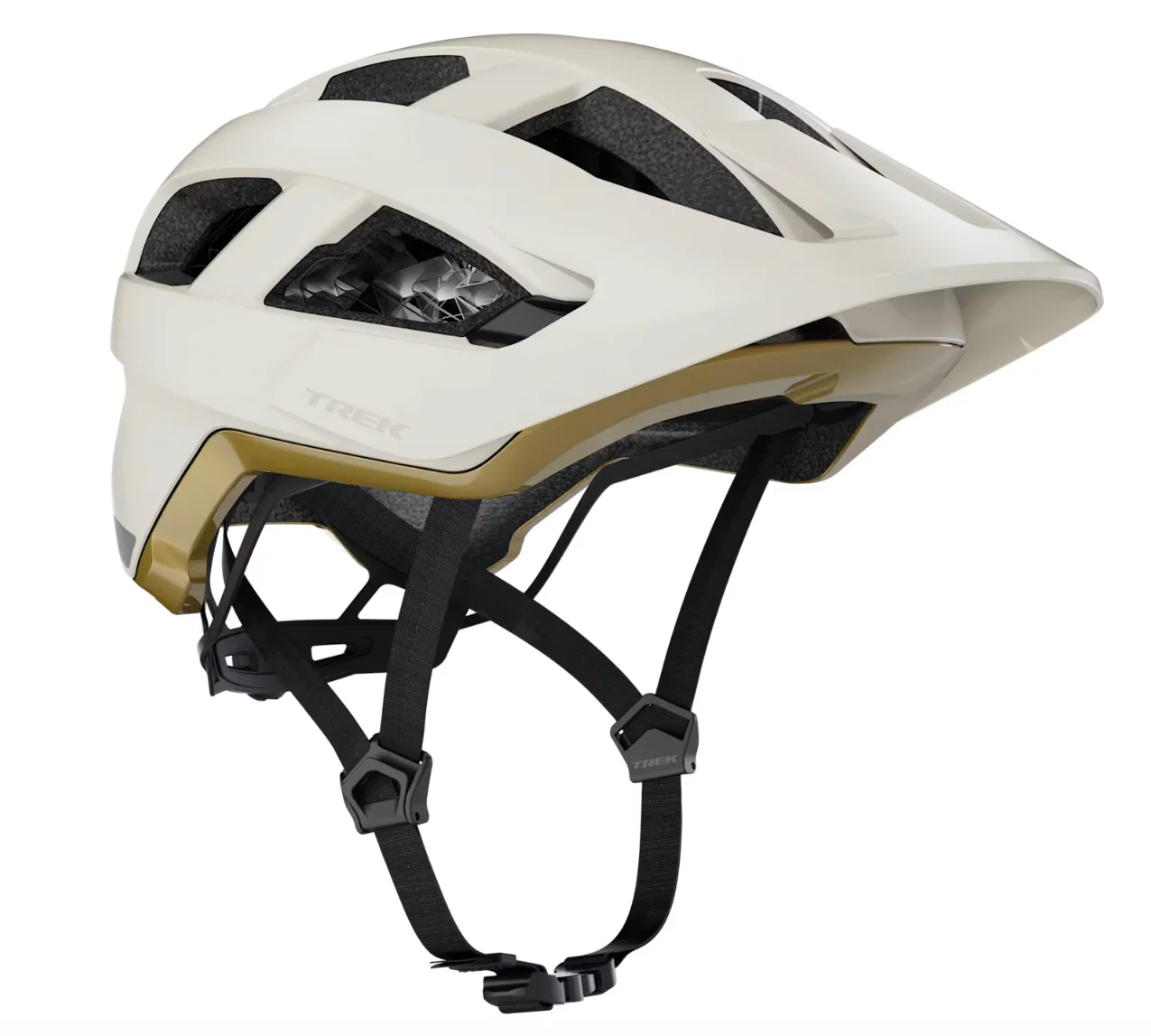 Trek Quantum WaveCel Mountain Bike Helmet-  Matte White/ Old style Gold